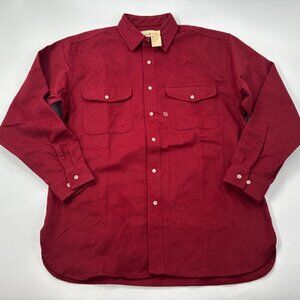 Vintage Eddie Bauer Flannel Chamois Shirt Mens Large Red Button Up Pockets NWT